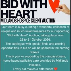 Midlands Hospice "Bid with Heart" 2026 edition opens 28 October 