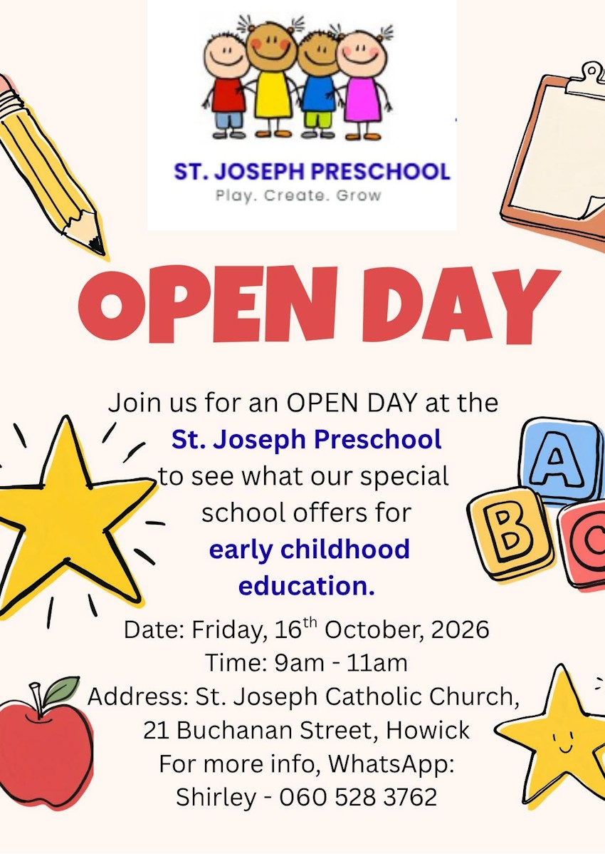 16 october st jospehs preschool open day