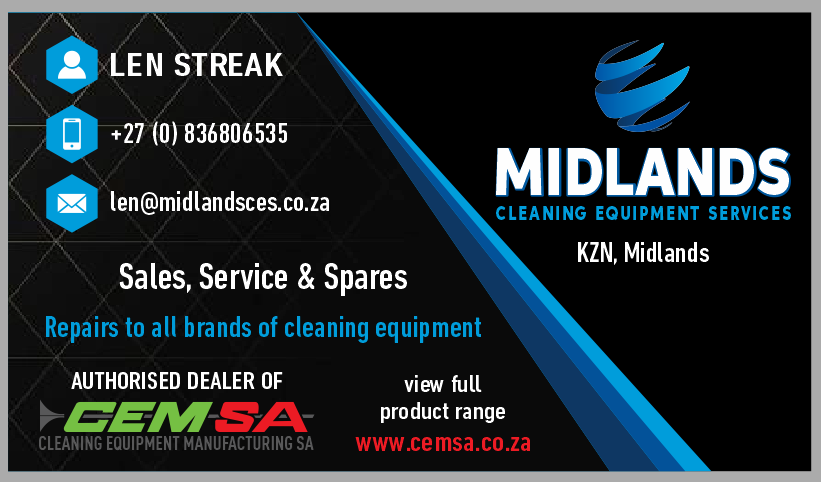 Midlands Cleaning Equipment Services Business Card Len Streak copy