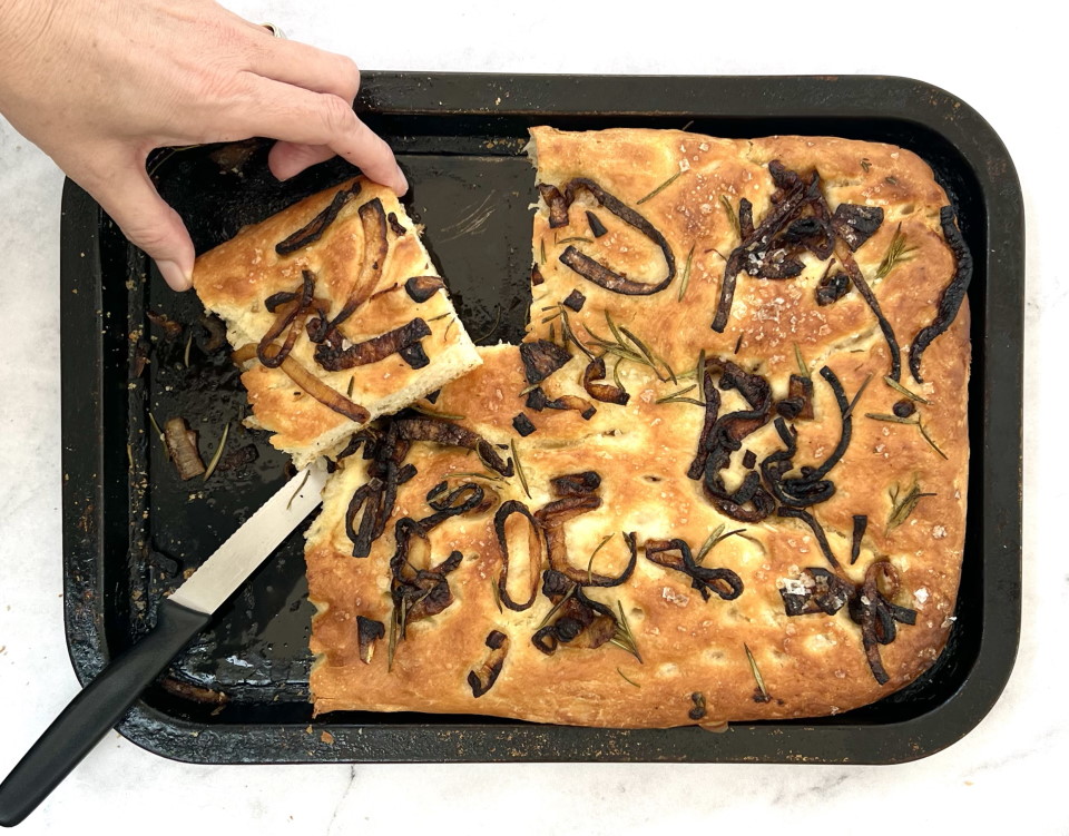 Caramelised Onion and Rosemary Foccasia Bread Grace Stevens
