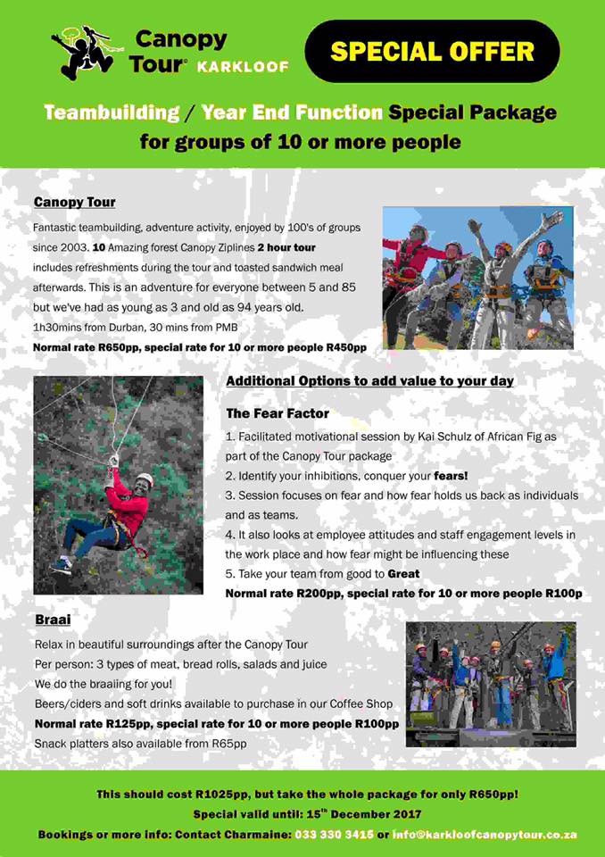 karkloof canopy tour year end special2017